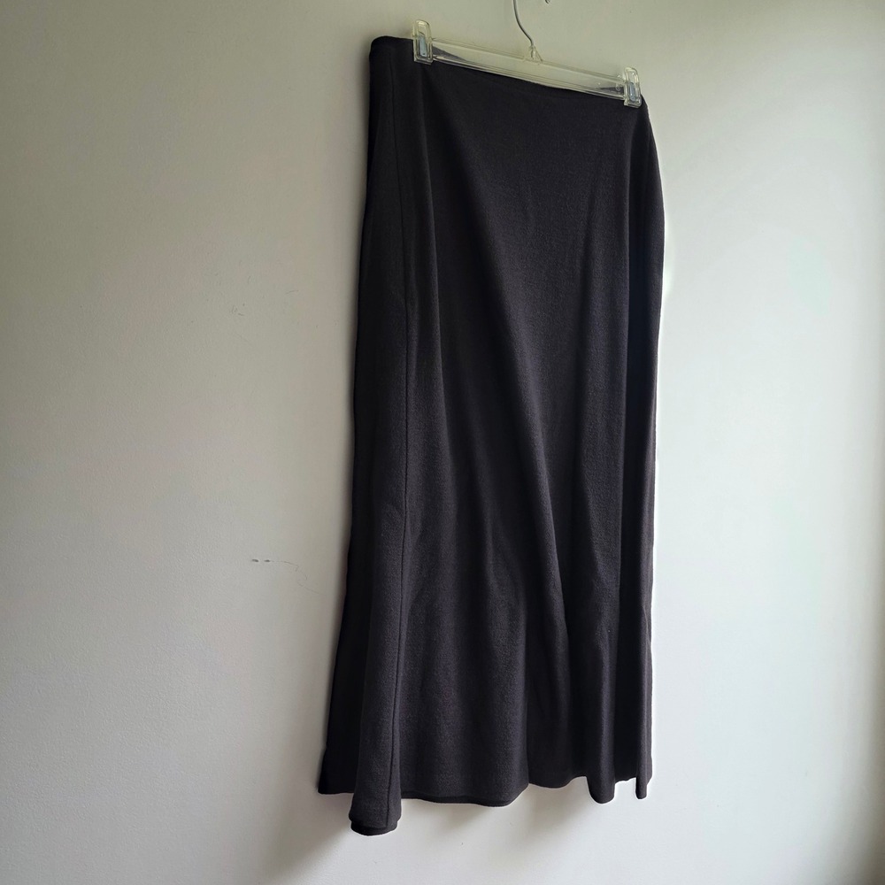 Eileen Fisher Womens Brown 100% Wool Crepe Knit Maxi Skirt Large Minimalist